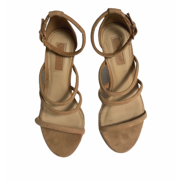 Forever 21 Shoes - Forever 21 Nude Strappy Wedge Sandals